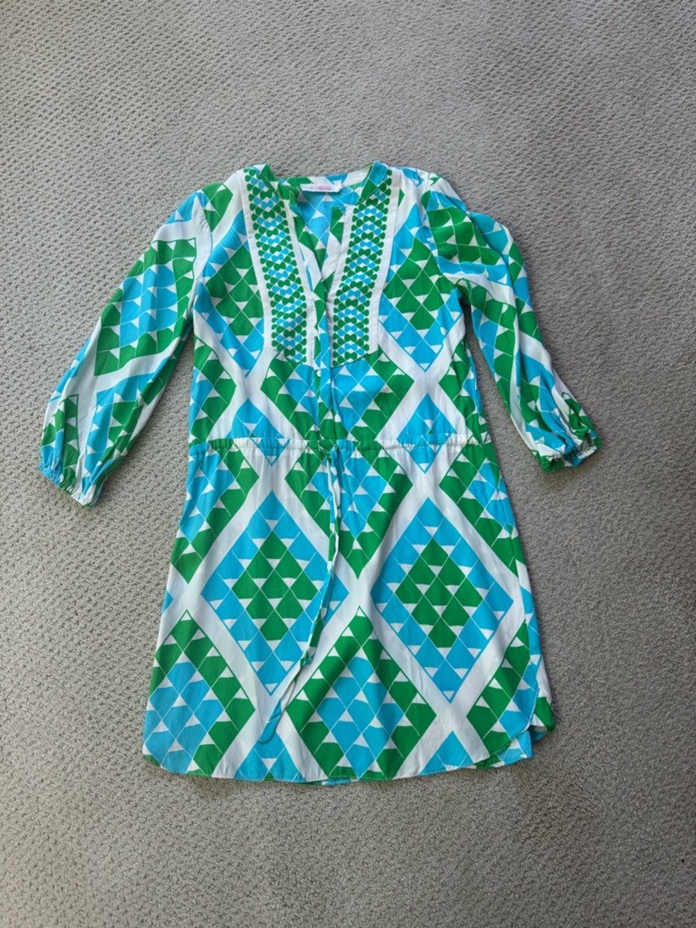 Alice & Trixie Green and Blue Geometric Mini Dress